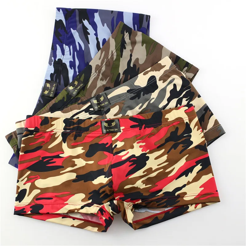 4PCS/Lot Men Underwear Camouflage Boxer Nylon Breathable Male Panties U Convex Men Boxer Shorts Calzoncillo Men Underpants