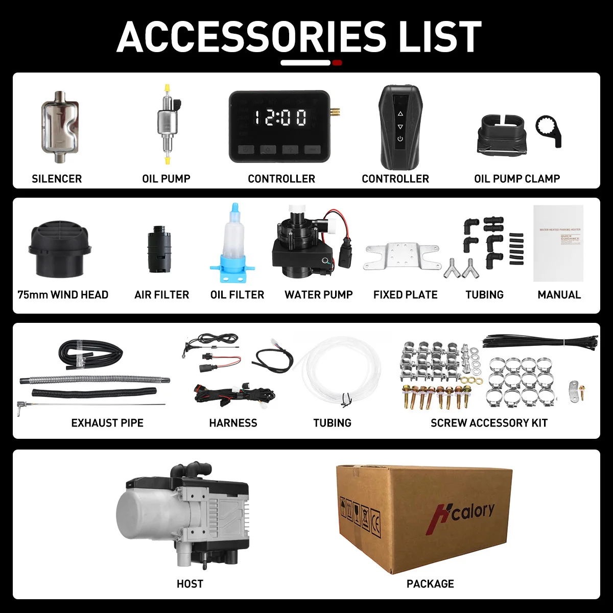 $250.32 Hcalory 12V 5KW Diesel Gasoline Dual Mode Air Heater Kit Diesel Universal Heater With Remote Control LCD Monitor for Motor Truck