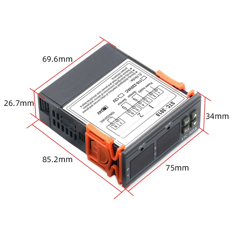 

STC-3018 LED Digital Temperature Controller Incubator Temperature Regulator Digital Monitoring Instrument 12V 24V 110V 220V