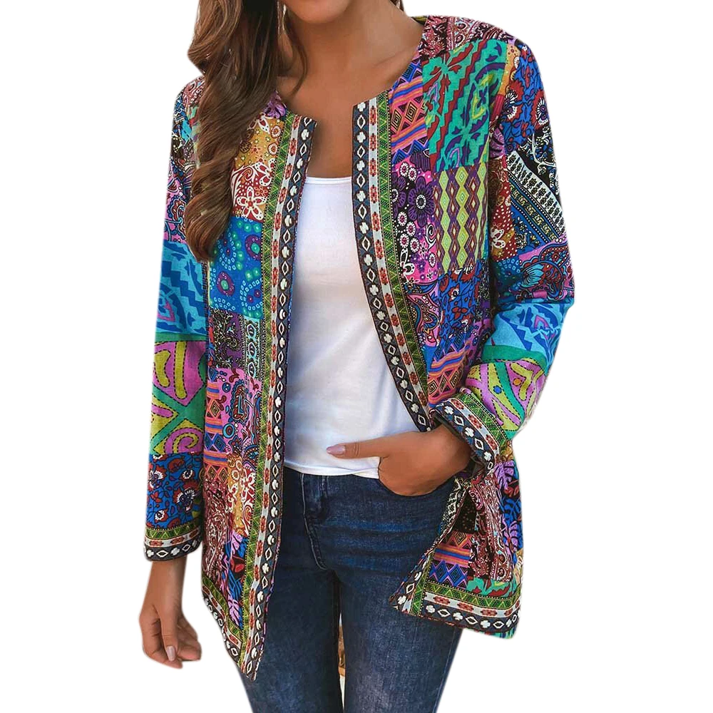

Bohemian Ethical Jackets Coat Floral Print Cardigan Coats Winter Warm Personality Outwear Casual Jacket Tops Women Clothing