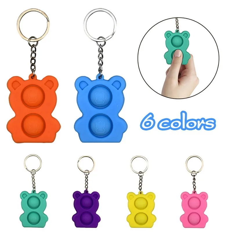 

Fidget Toys Antistress Bear Mini Keychain Push Bubble Silicone Sensory Toys Relieving Stress Children Lovers Kids Adults Gift