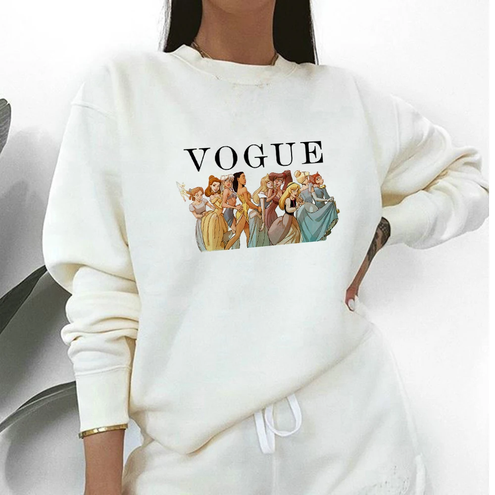 

Disney Vogue Womens Hoodies Cartoon Crewneck Pullover Beautiful Princesses Printed Casual Branded Aesthetic Summer Sweatshirt
