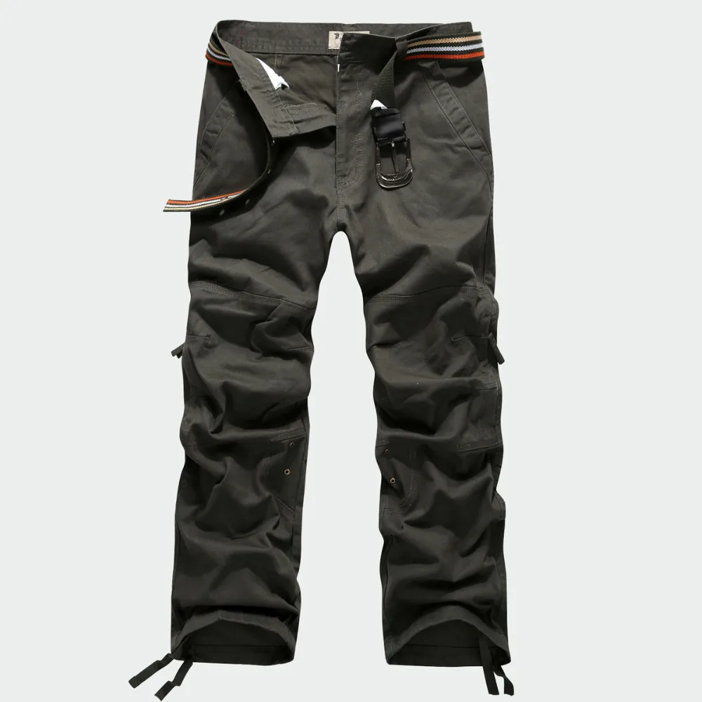 

High Quality Men's Military Cargo Pants Full Length Multi Pockets Camouflage Casual Trousers 100% Cotton Size 30-40