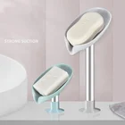 12 шт. креативная Коробка для мыла в форме листа без перфорации, стоячая чашка на присоске, сливная коробка для хранения мыла в ванной комнате