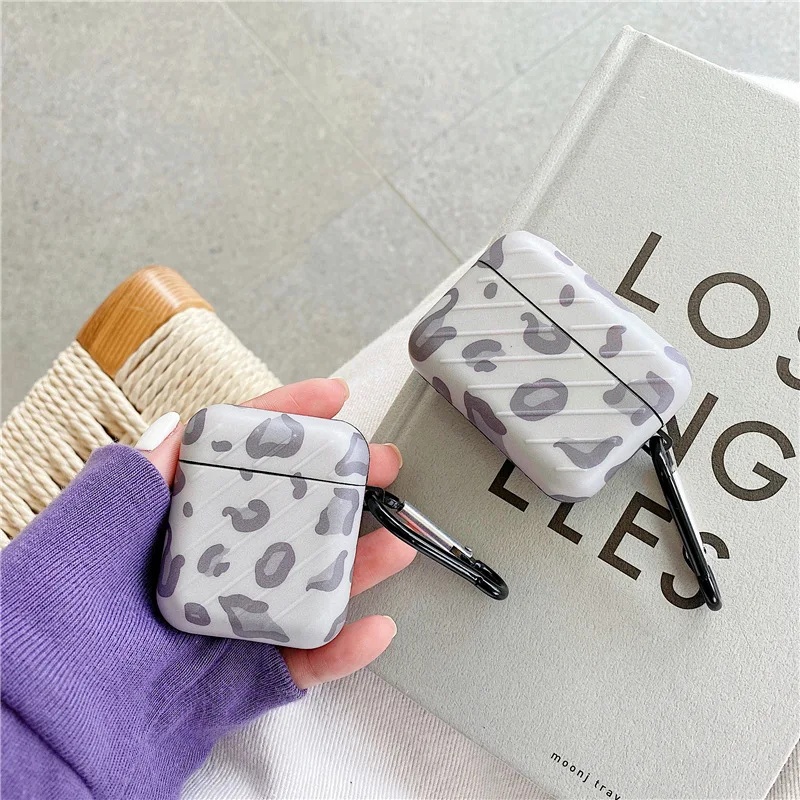 

For Airpods 1/2 Case,3D Creative Leopard stripe suitcase Case Soft Silicone Earphone Headphone Cover For Airpods Pro Case