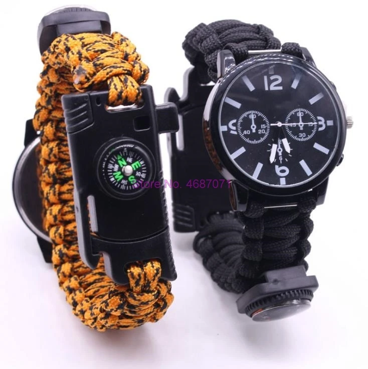От DHL 200 шт Мужские часы на открытом воздухе браслет для выживания