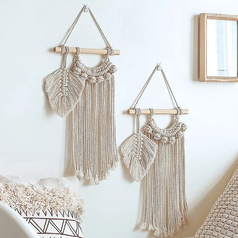 

3 Pcs Macrame Wall Hanging Home Decoration Accessories Hand-Woven Tapestry, 1 Pcs 45 X 109cm & 2 Pcs 50X20cm