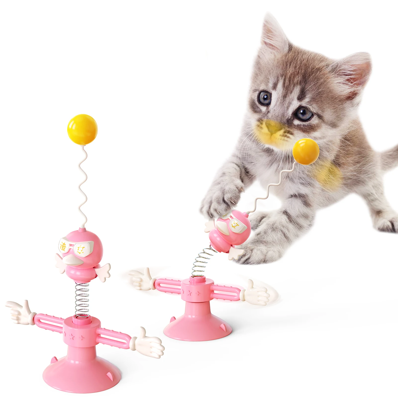 Pet Toy Self-Hey Cat Funny Cat Spring Person Cat Stick Anti-Boring Tumbler Sucker Set Pet Supplies