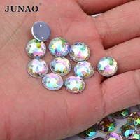 junao 500pcs 10mm sewing rose color ab round acrylic rhinestones appliques flatback strass crystal beads for diy dress crafts