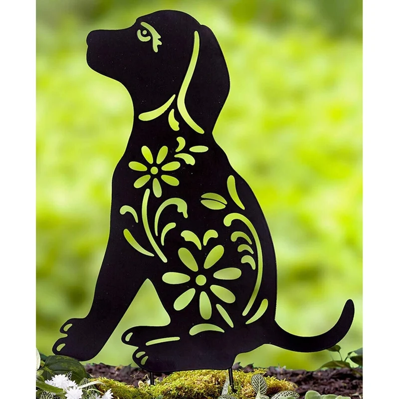 

Силуэт Собаки, садовый колышек, искусство на открытом воздухе, акриловый черный щенок, наземная вставка для собаки, двор, Декор, усадка, газо...