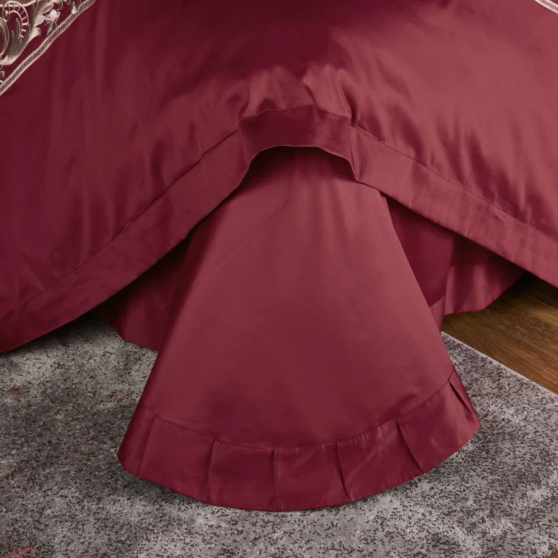 

Luxury Premium 100S Satin Egyptian Cotton Floral Embroidery Bedding Set Double Duvet Cover Set Bed Linen Fitted Sheet Pillowcase