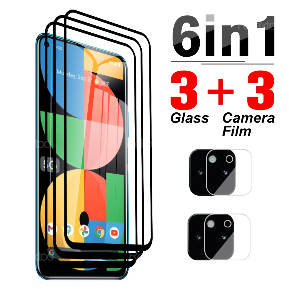 

6 в 1 закаленное защитное стекло для Google Pixel 5A 5 5G полное покрытие для фронтального экрана объектива камеры Защитное стекло для Pixel 4A 4G пленка