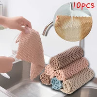 10pskitchen wiping rags anti grease efficient super absorbent microfiber cleaning cloth home washing dish kitchen cleaning tools