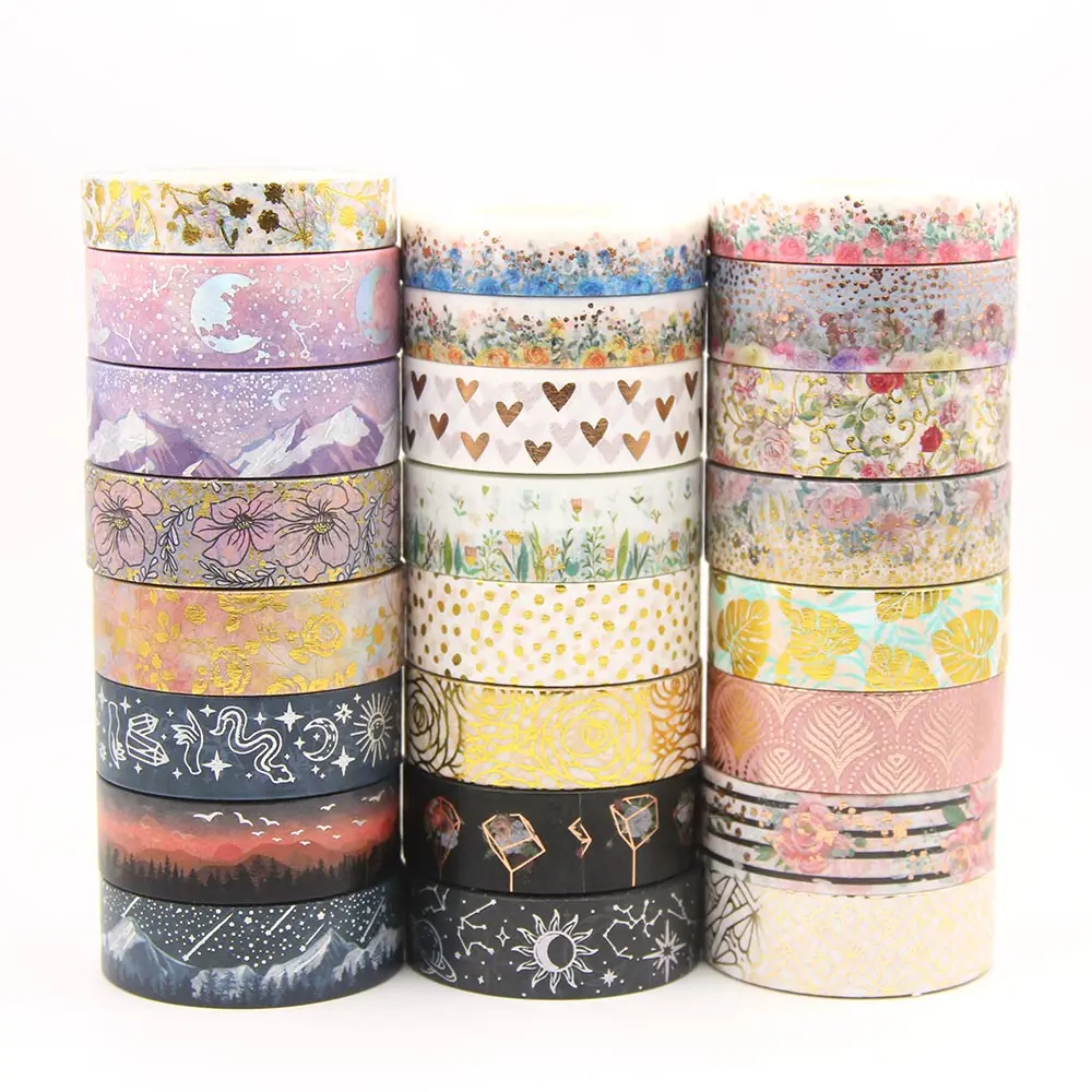 

Hot 1PC Foil Moon Lunar Eclipse Follows Leaves washi tape 10m Masking Tapes Decorative Stickers DIY Stationery office supplies