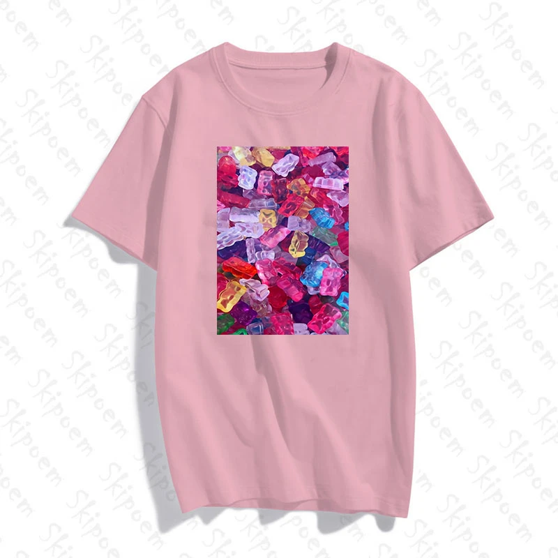 Красочная женская футболка кавайная эстетичная винтажная розовая Повседневная