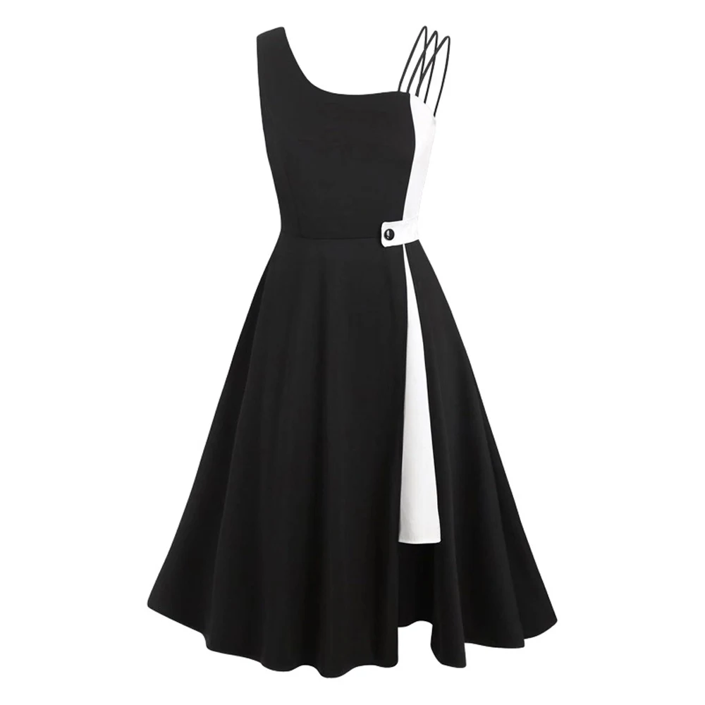 When We Retro 2020 черно-белое винтажное платье в стиле пэчворк летнее однотонное