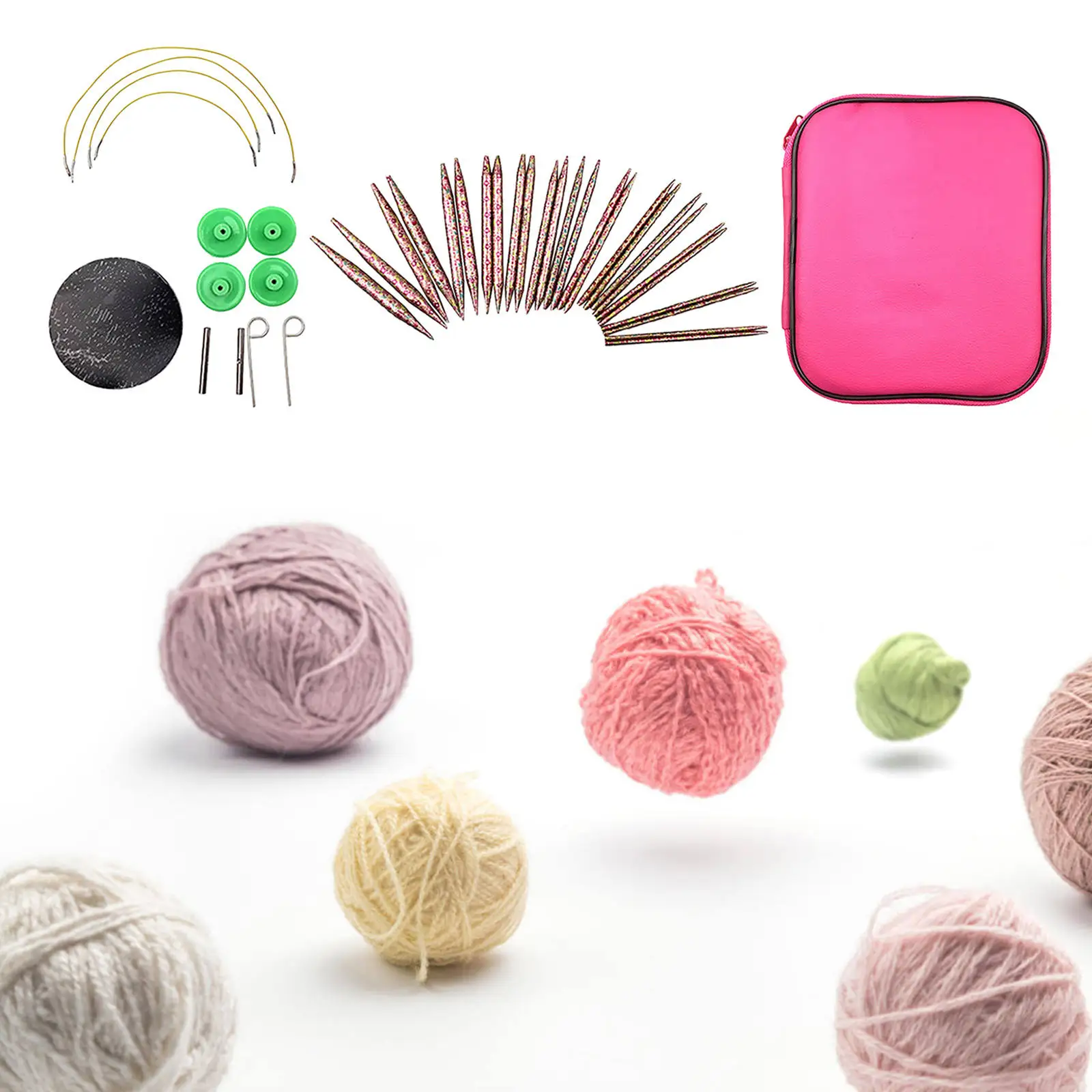 

Circular Knitting Needles Set Interchangeable Crochet Needles with Case for Any Crochet Patterns Knitting Accessories