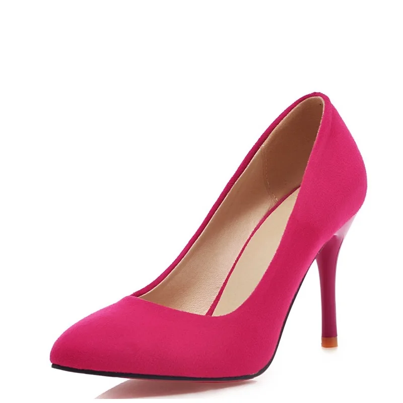 Женские босоножки из нубука на тонком высоком каблуке с острым носком в