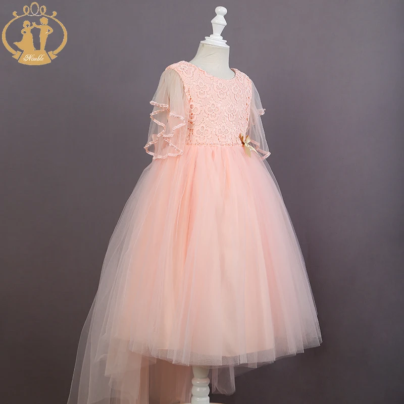 Nimble girls dress Long flower girl For Party And Wedding Princess Mesh Formal Ankle with Tail | Детская одежда и обувь