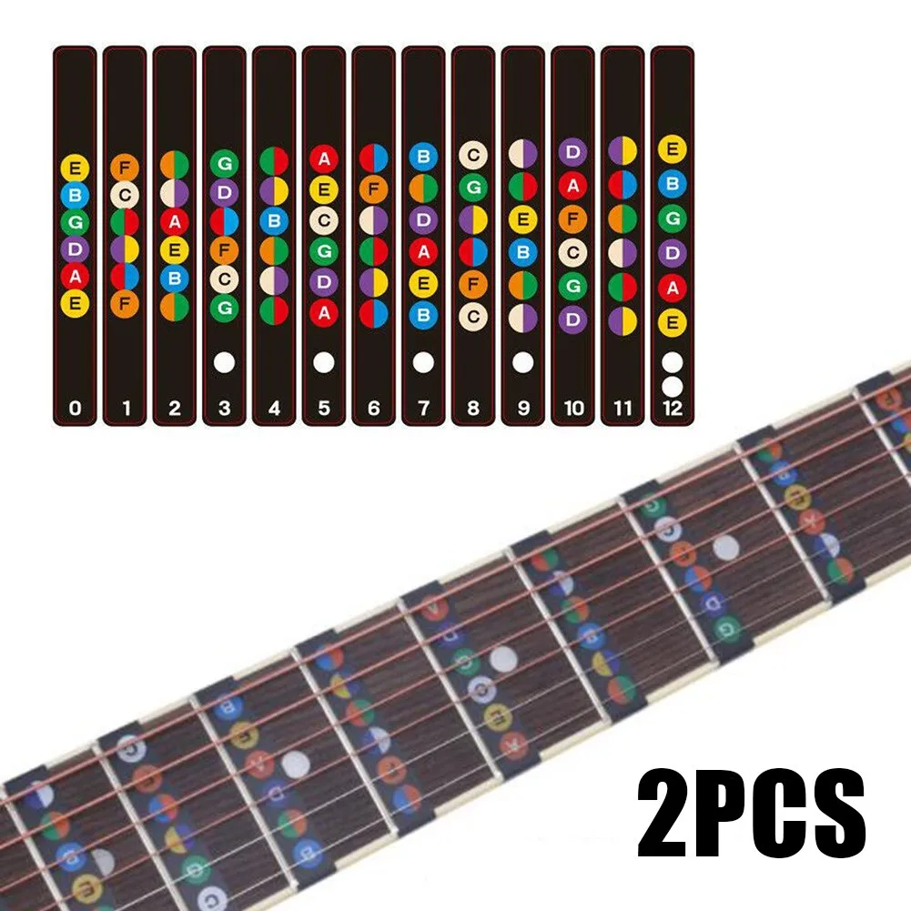 

2Pcs Guitar Accessories Fretboard Notes Map Sticker Fingerboard Fret Decals Scale Note Name Stickers Decorate Beautify Bass Part