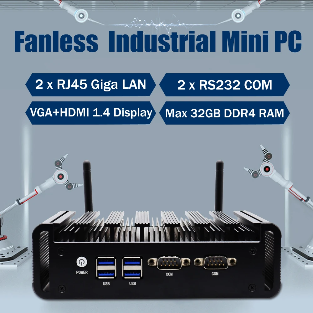 Мини-компьютер Eglobal Intel Core i5 8250U промышленная система Barebone VGA HDMI дисплей 4 * USB usb 32 ГБ