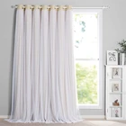Двухслойные светонепроницаемые шторы для девочек, гостиной, спальни, белые, черные прозрачные шторы, оконные шторы