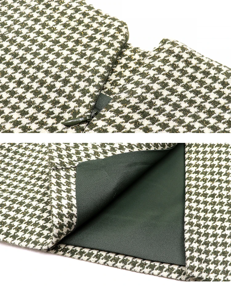 Woolen Double Breasted Skirt Winter Women Vintage Plaid High Waist Femininas Sheath Package hip houndstooth | Женская одежда