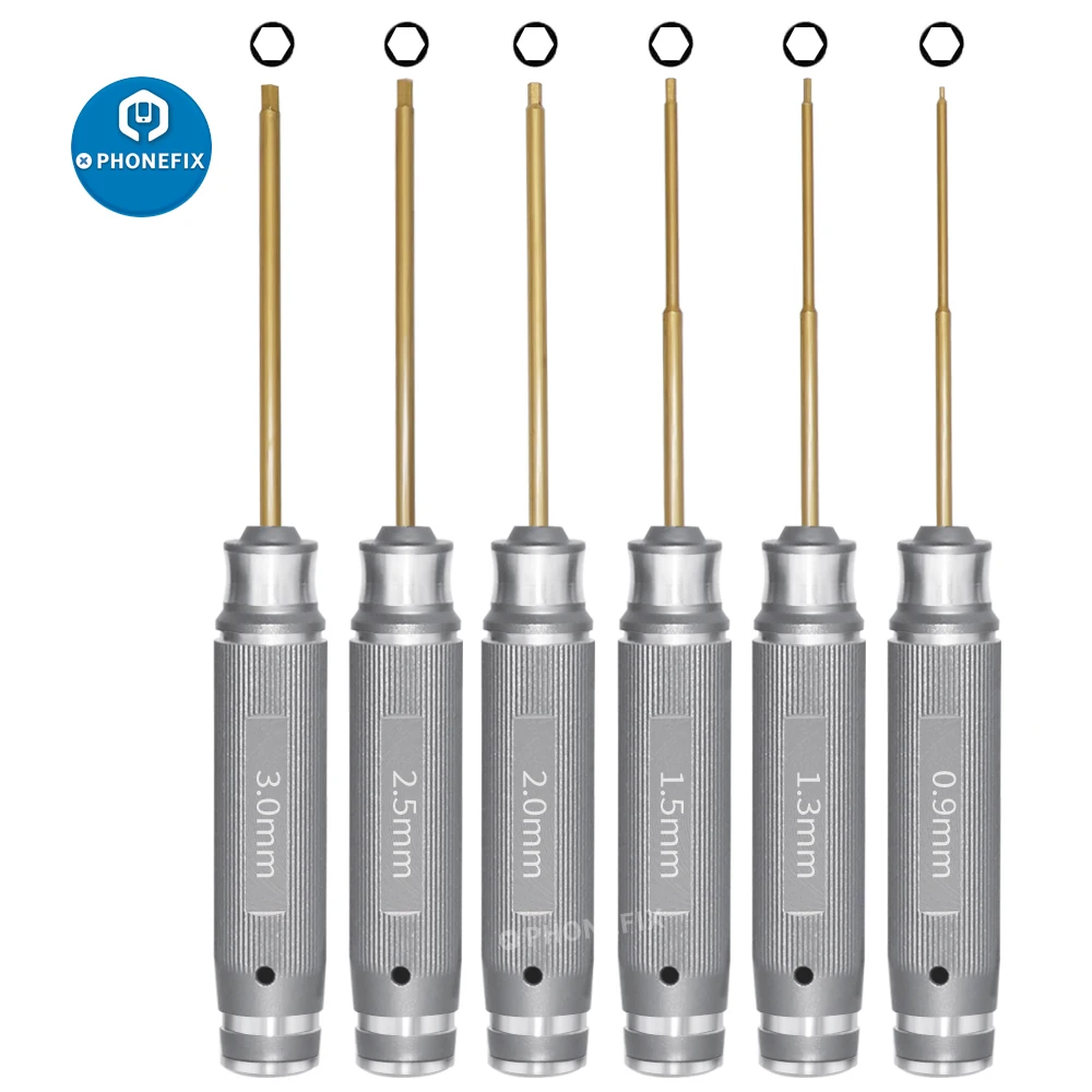 

6Pcs Hex Drivers 0.9/1.3/1.5/2/2.5/3mm Screwdriver Set Hexagon Tool Kit For FPV Racing Drone Heli Airplanes Cars Boat RC Parts