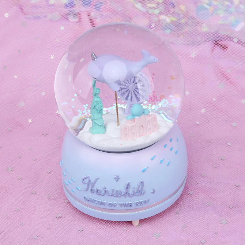 Каучуковая Миниатюрная модель прелестных нарвалов хрустальный шар фигурки