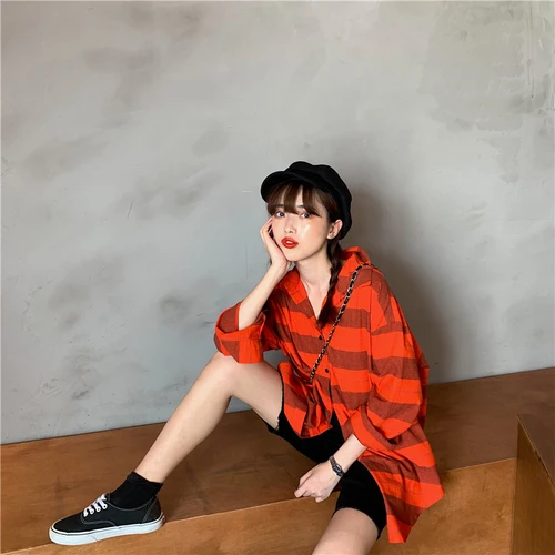 Простая винтажная желтая оранжевая полосатая Длинная тонкая Базовая