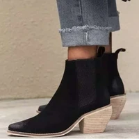 2021 new plus size womens boots autumn and winter casual fashion square heel mid tube boots ankle boots womens shoes