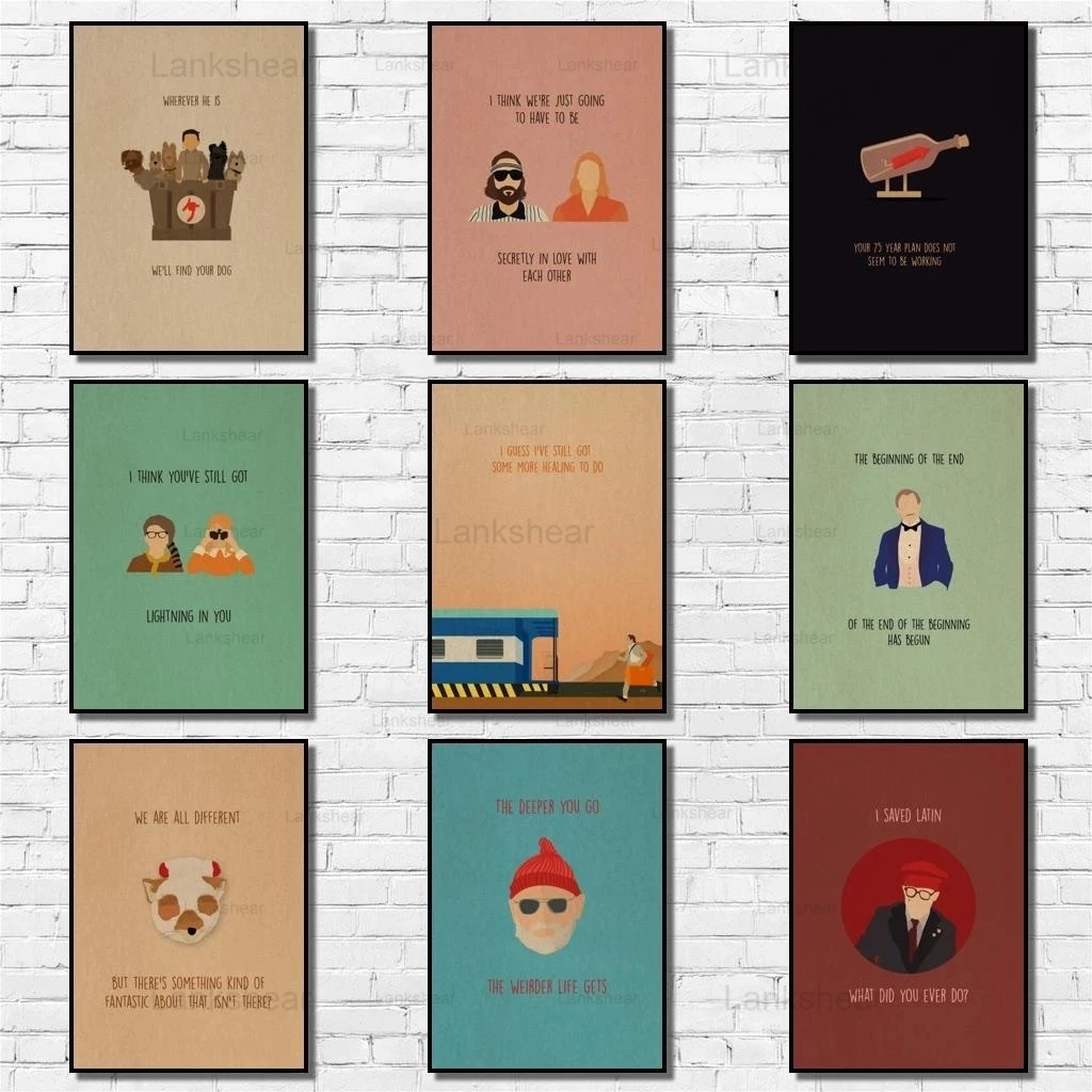 Wes Anderson минималистское полотно настенные плакаты и принты из крафт бумаги