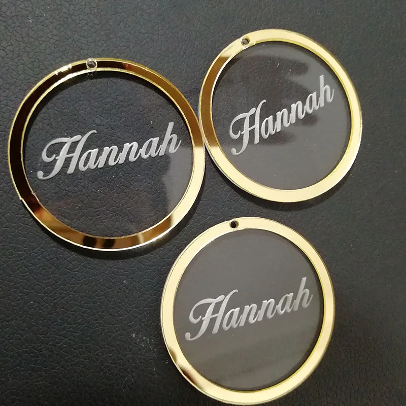 50 шт. Персонализированная круглая рамка свадебные имя и инициалы зеркальные