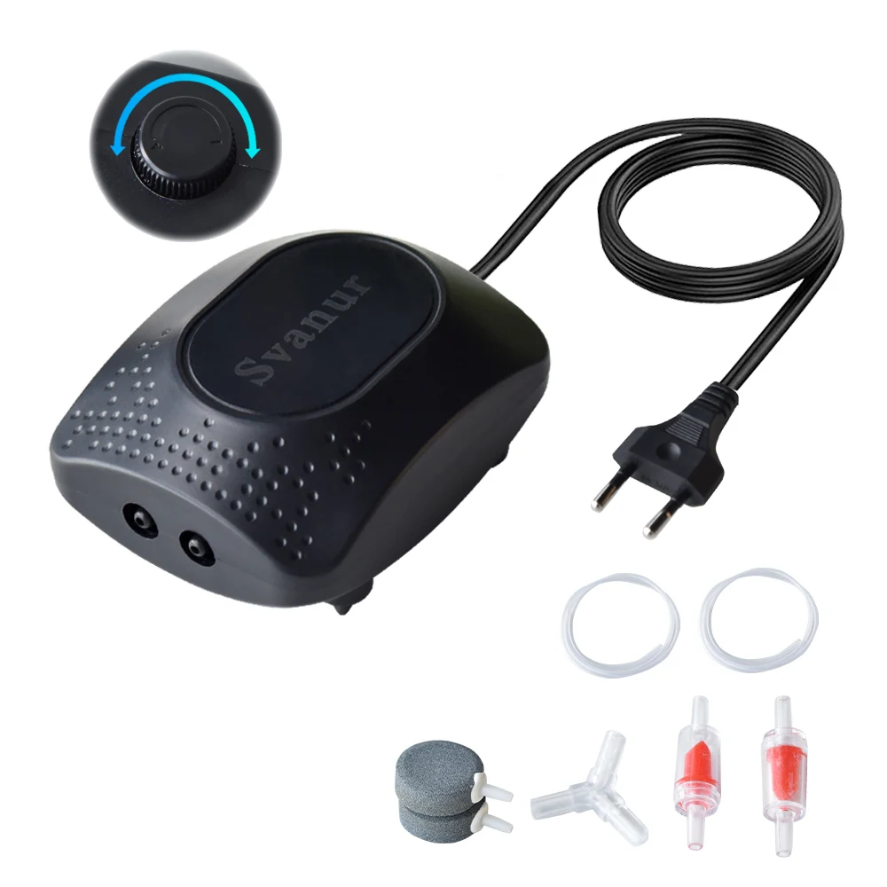 Низкошумный аквариумный кислородный воздушный насос Svanur с одним двойным выходом