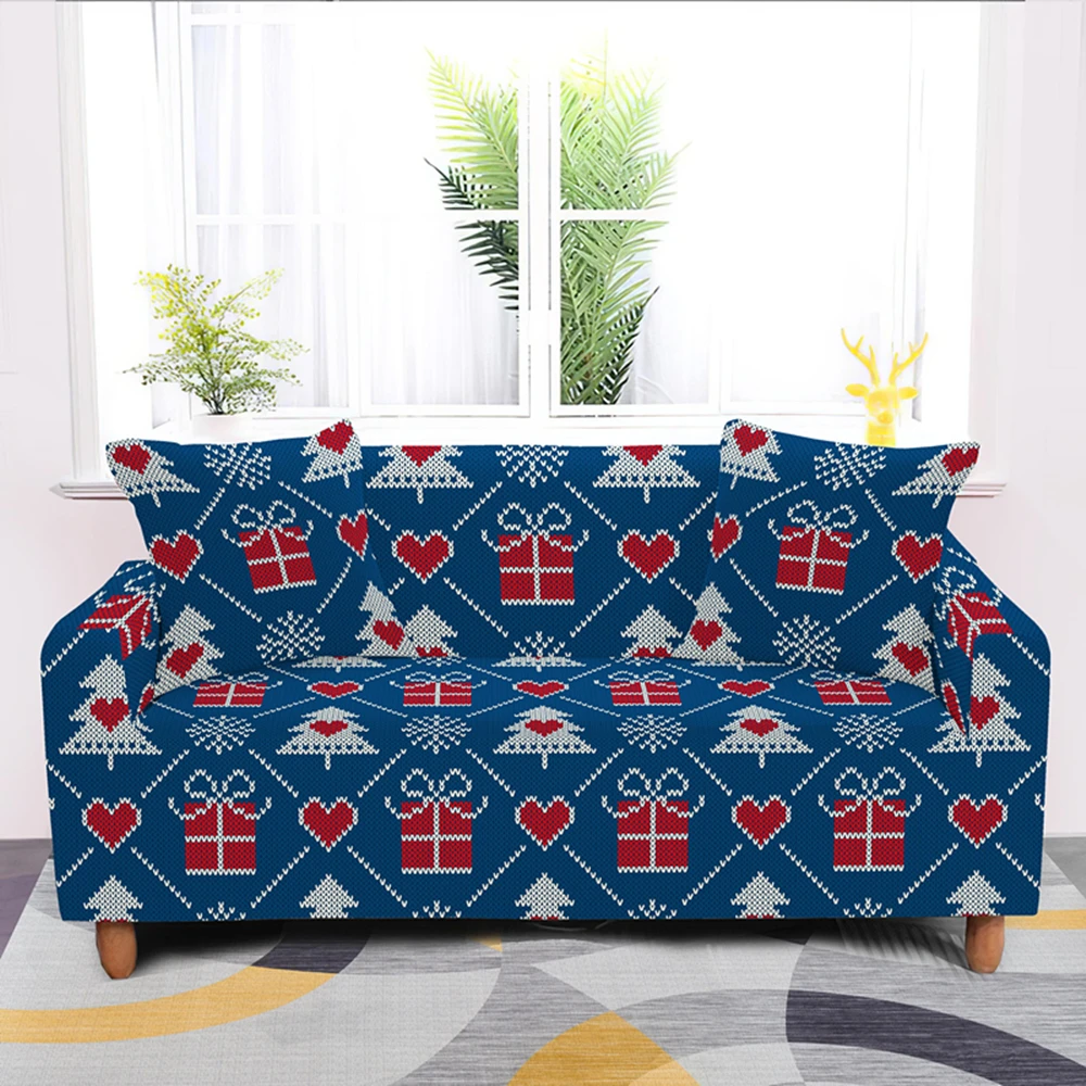 

Christmas Gift L Shape Sofa Cover Non-slip Stretch Sectional Snowflake Printing Sofacovers Colorful Single/two/three/four Seats