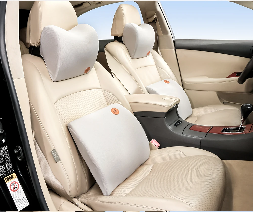 Car Pillow Memory Cotton Foam Headrest Neck Warm Winter Car Seat Support Lower Back Cushion Lumbar Support Rest Auto Accessories