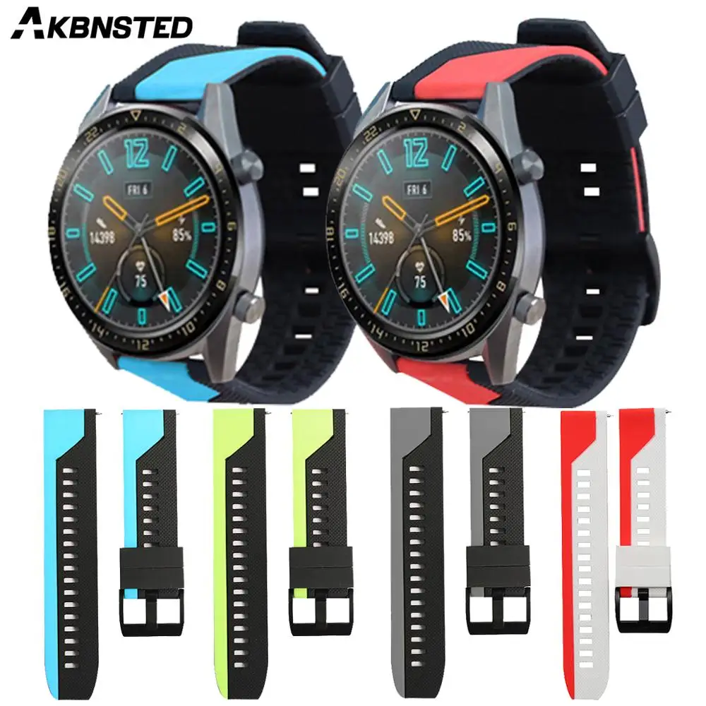 AKBNSTED 20 22 мм силиконовый ремешок для часов Huawei Watch GT/GT2 браслет Xiaomi Huami Amazfit