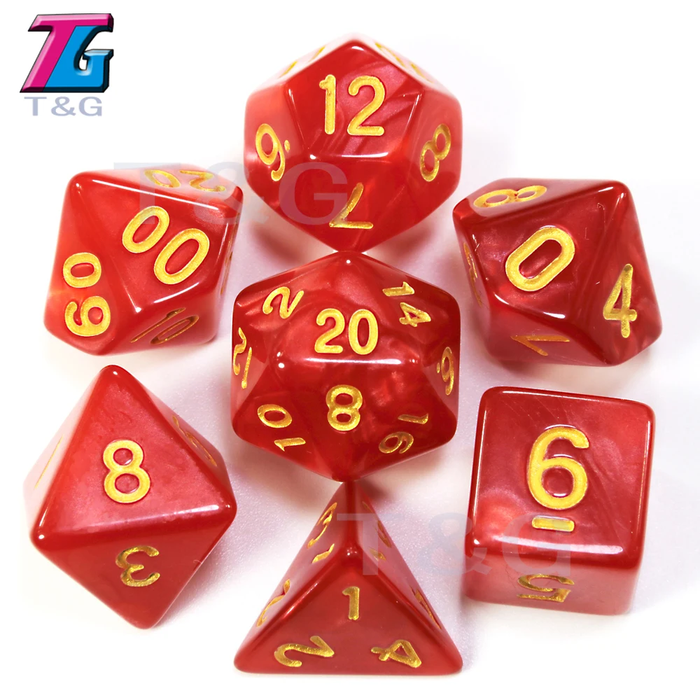 D & 7 шт./компл. T G многогранные RPG игры игральные кости с мраморным эффектом D4 D20