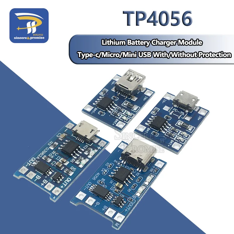 Зарядный Модуль TP4056 5 шт./лот Mini Micro USB Type c В 1A 18650 литиевая батарея зарядная плата с