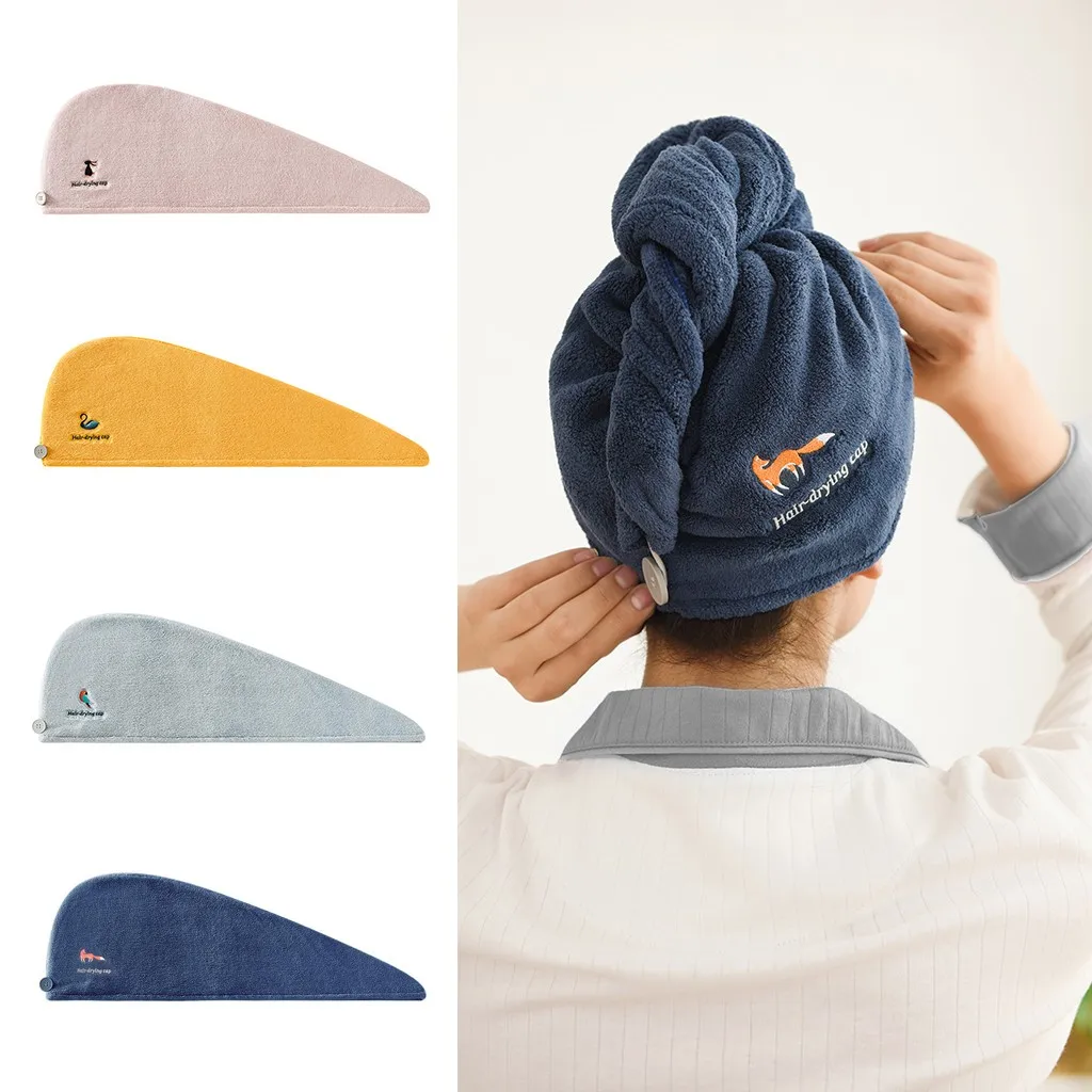 Сухих волос Кепки мультяшная микрофибра тюрбан быстрой сушки шляпа завернутый