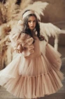 Платье цвета шампанского в стиле бохо с цветочным рисунком, платье с оборками для детей, платье для свадьбы, дня рождения, первого Святой причастия
