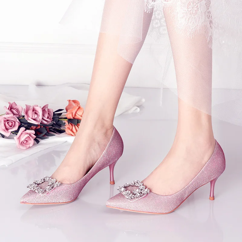 

women's shoes female bridal rhinestone sequined high heels female stiletto single shoes