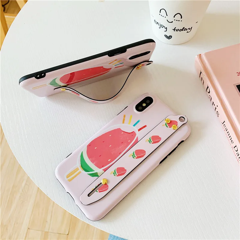 GYKZ Забавный арбузный мороженое чехол на запястье для iPhone 6 6s X XS MAX XR 7 8 Plus Мягкий