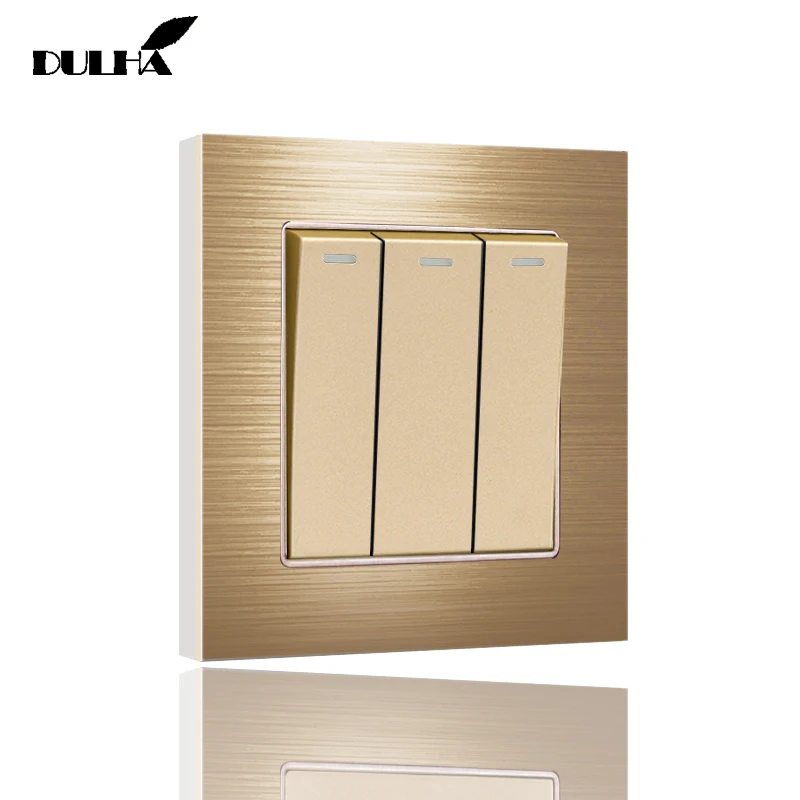 Роскошные 3 местный 1 позиционный настенный светильник выключатель золотой