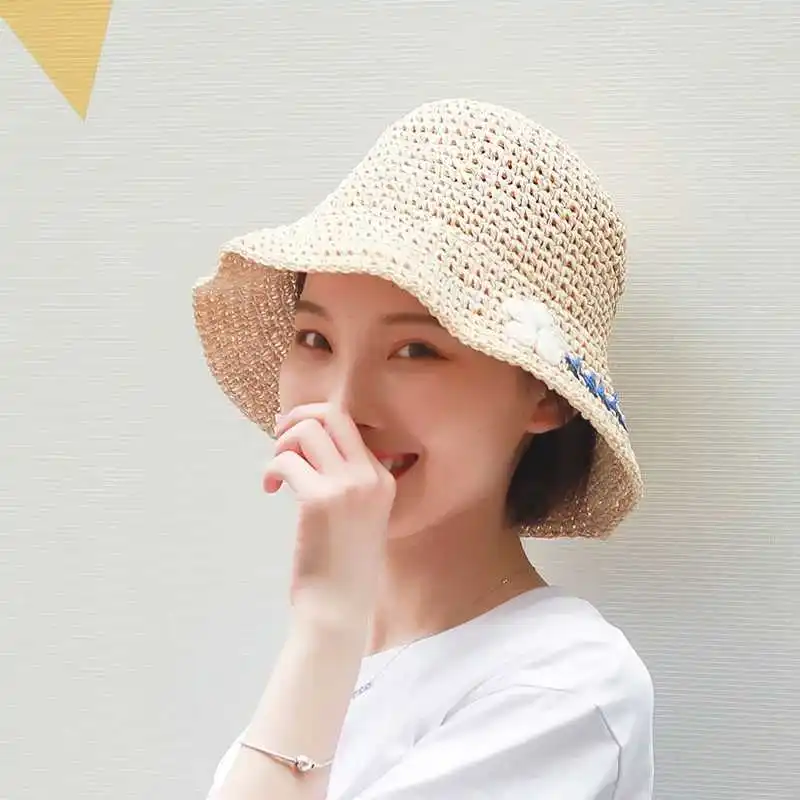 

Women Flower Cap Product Straw Hats Leisure Go on A Journey Straw Hat Outdoors on Vacation Sunscreen Will Eaves Sun Hat