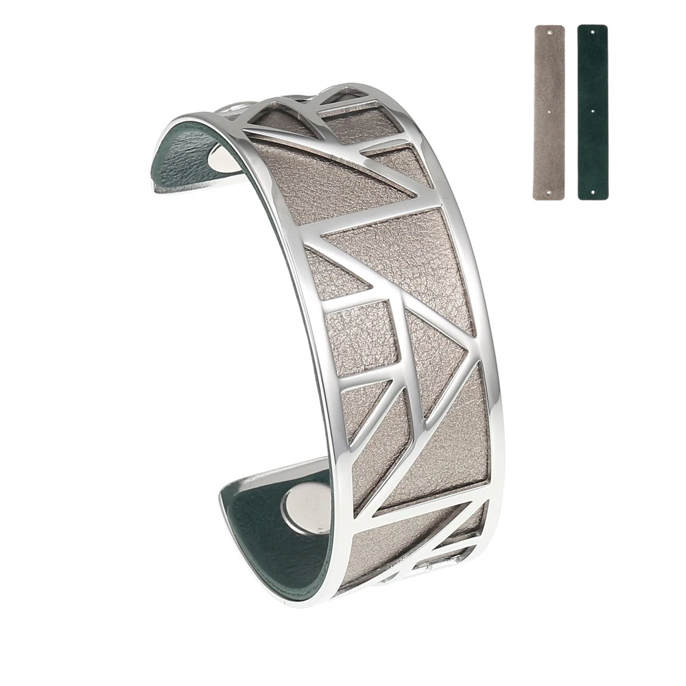 Кремовые египетские браслеты-манжеты, браслеты Argent Femme Manchette, браслет из нержавеющей стали, двусторонний сменный Браслет в полоску