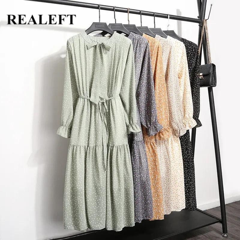 REALEFT 2020 Новое весеннее летнее богемное платье с цветочным принтом женские