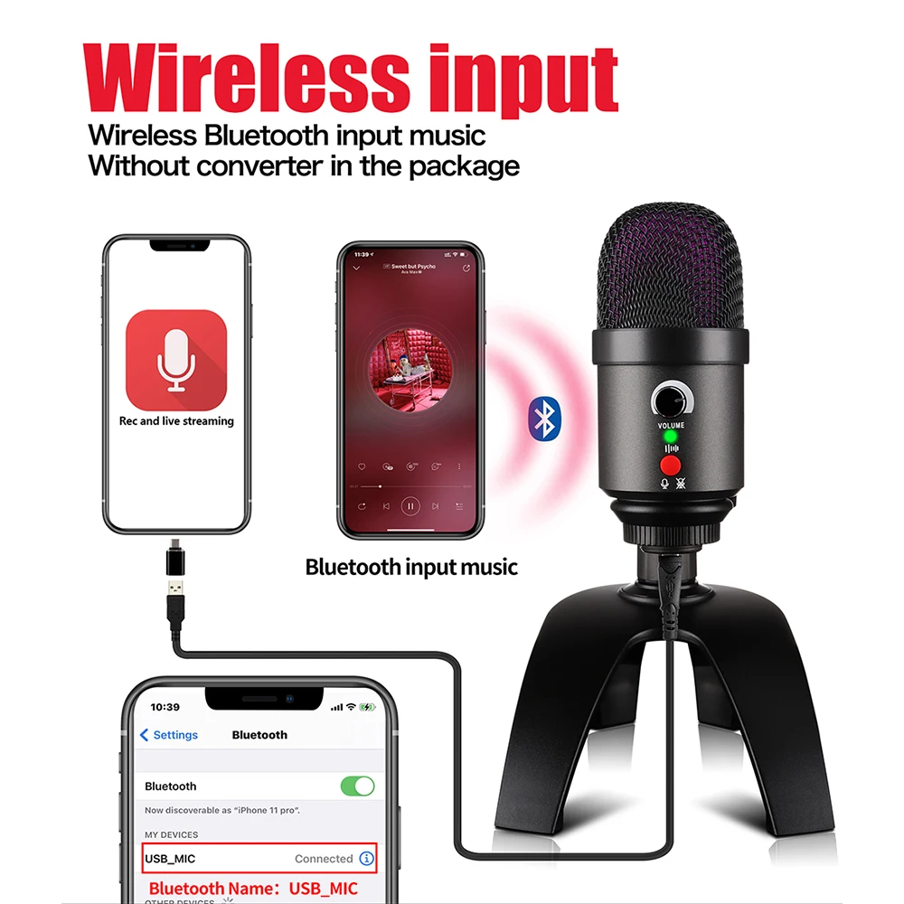 usb microphone for laptopstereo recording computer podcast professional condenser mic for pc gamingasmrstudiosinging free global shipping