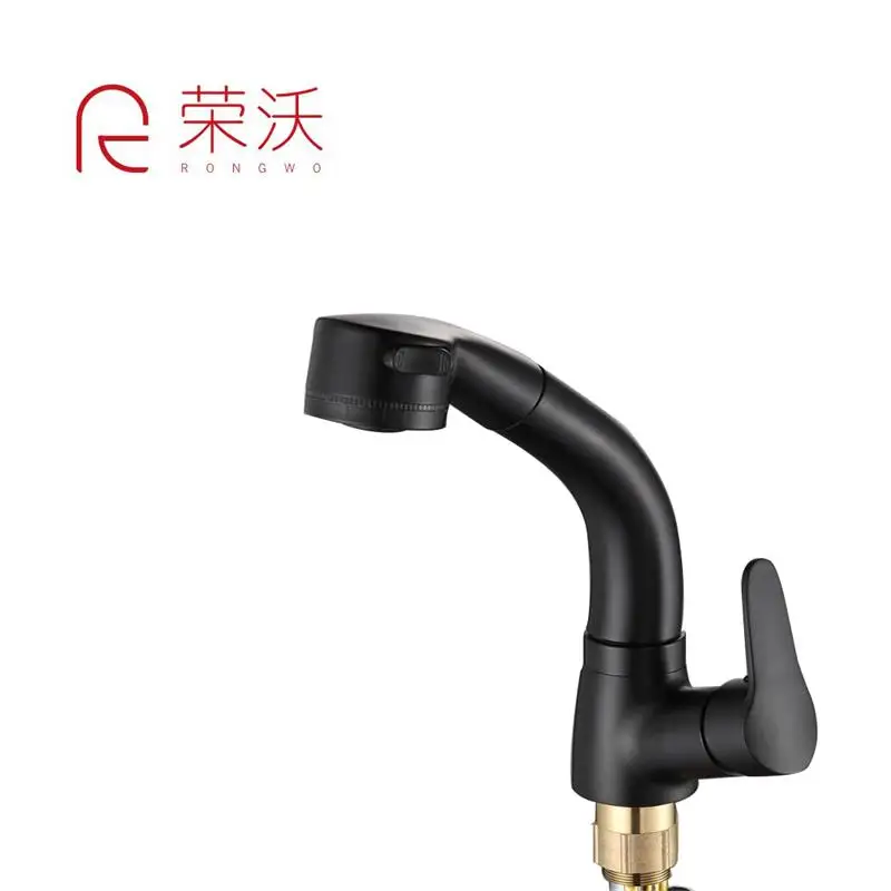 

NEW DESIGN IN 2021 BLACK COLOR COLD AND HOT WATER PULL OUT DECK MOUNTED FAUCET