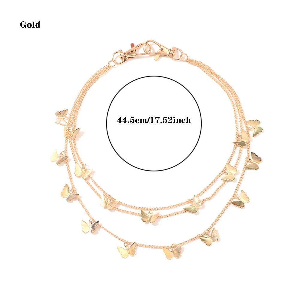 

Chic Butterfly Pants Chain Multilevel Layer Metal Chains Waist Key Chain Fashion Side Metal Accessories Pendant For Jeans